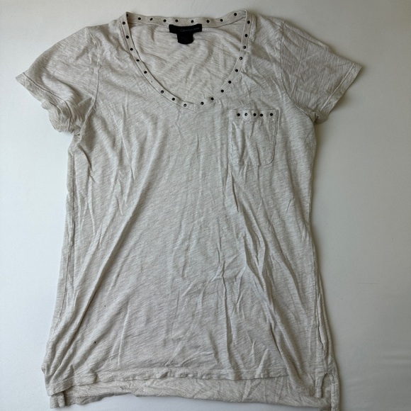 Calvin Klein Jeans Shirt Womens Medium Studded Pocket V Neck Short Sleeve Tee - Picture 1 of 9